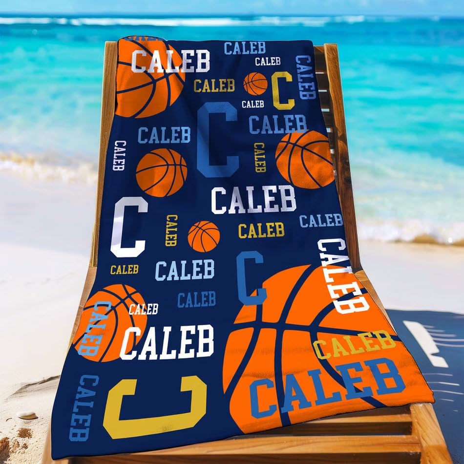 Vestin Telo da spiaggia personalizzato - AMANTE DEL BASKET - con Nome personalizzato - asciugamano da bagno asciugamano da piscina asciugamano da spiaggia per vacanze