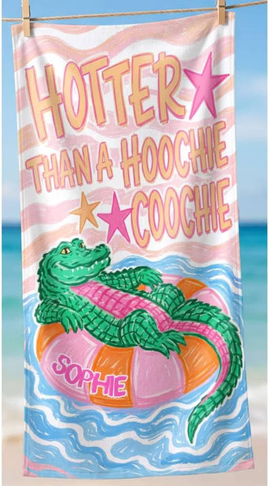 Vestin Telo da spiaggia personalizzato - COCCODRILLO CARTOON - con Nome personalizzato - asciugamano da bagno asciugamano da piscina asciugamano da spiaggia per vacanze
