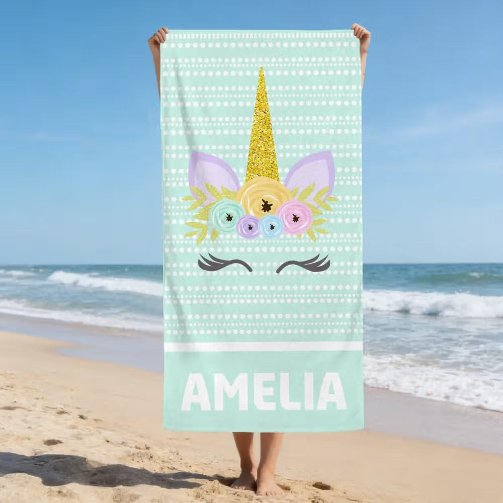 Vestin Telo da spiaggia personalizzato - TELO CON NOME - con Nome personalizzato - asciugamano da bagno asciugamano da piscina asciugamano da spiaggia per vacanze