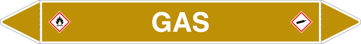 GLOBAL PACCO DA 10 ETICHETTE PER TUBAZIONI - GAS - Etichetta Autoadesiva Resistente