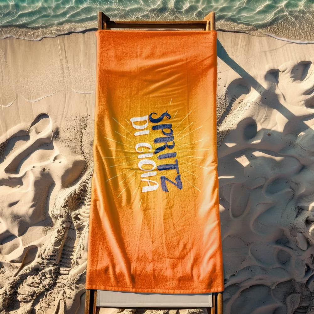 Vestin Telo da spiaggia personalizzato - SPRITZ DI GIOIA - con Nome personalizzato - asciugamano da bagno asciugamano da piscina asciugamano da spiaggia per vacanze