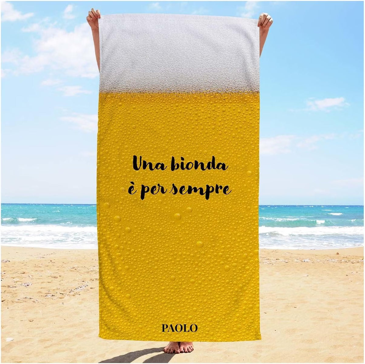 Vestin Telo da spiaggia personalizzato - Una bionda è per sempre - BIRRA E NOME - con Nome personalizzato - asciugamano da bagno asciugamano da piscina asciugamano da spiaggia per vacanze