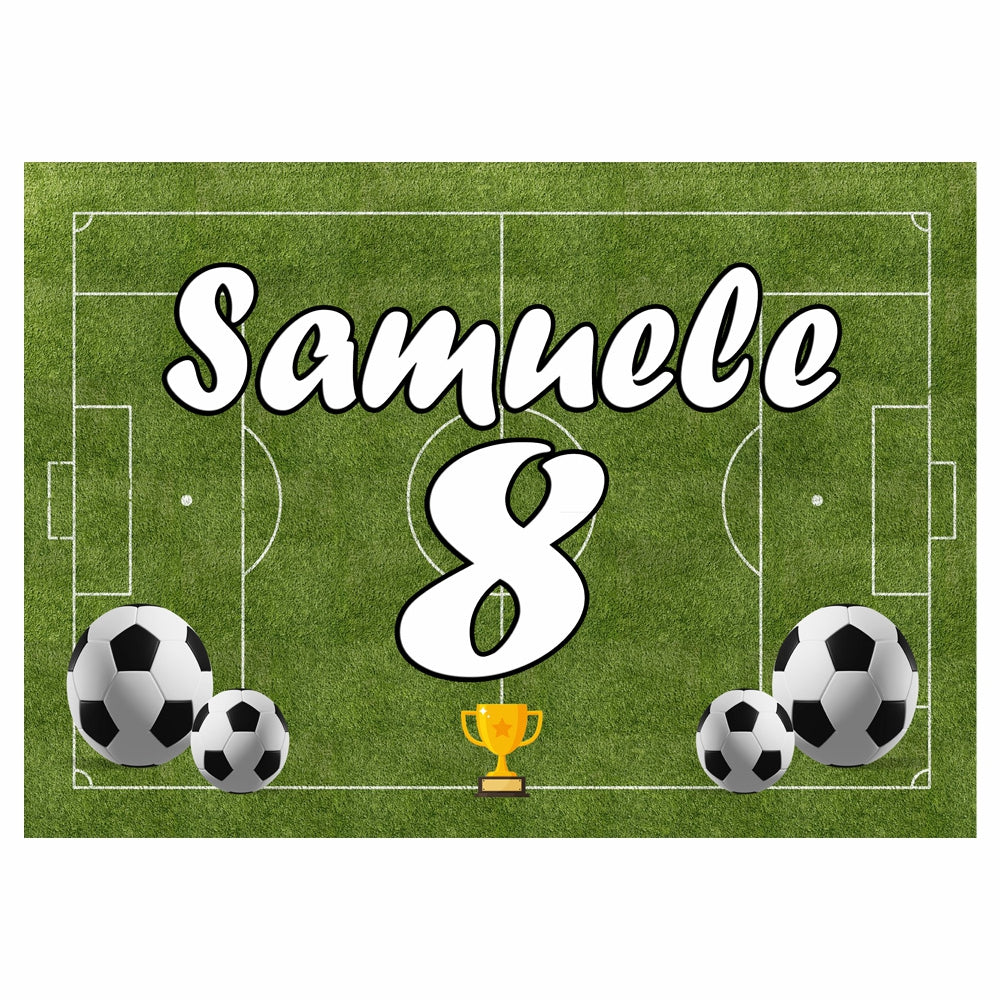 GLOBAL STRISCIONE FONDALE COMPLEANNO - Calcio Pallone - STRISCIONE PERSONALIZZATO IN CARTA O IN BANNER PVC ANCHE DA ESTERNO GARANZIA 5 ANNI