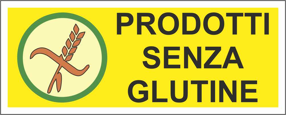 PRODOTTI SENZA GLUTINE - CARTELLO SEGNALETICO UNI ISO 7010 in Adesivo Resistente, Pannello in Forex, Pannello In Alluminio