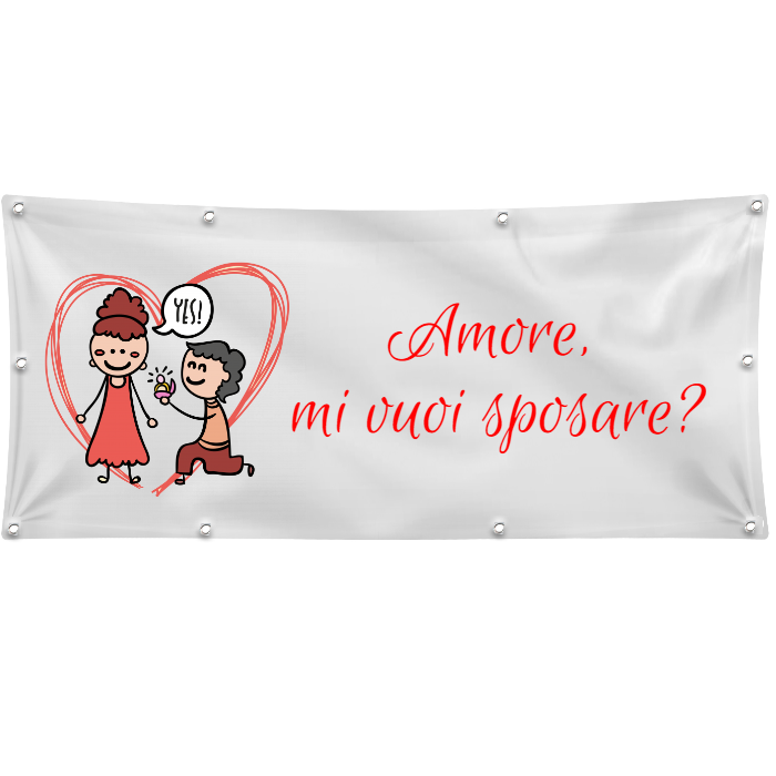 GLOBAL STRISCIONE FONDALE MATRIMONIO - MI VUOI SPOSARE? - IN CARTA O IN BANNER PVC ANCHE DA ESTERNO GARANZIA 5 ANNI