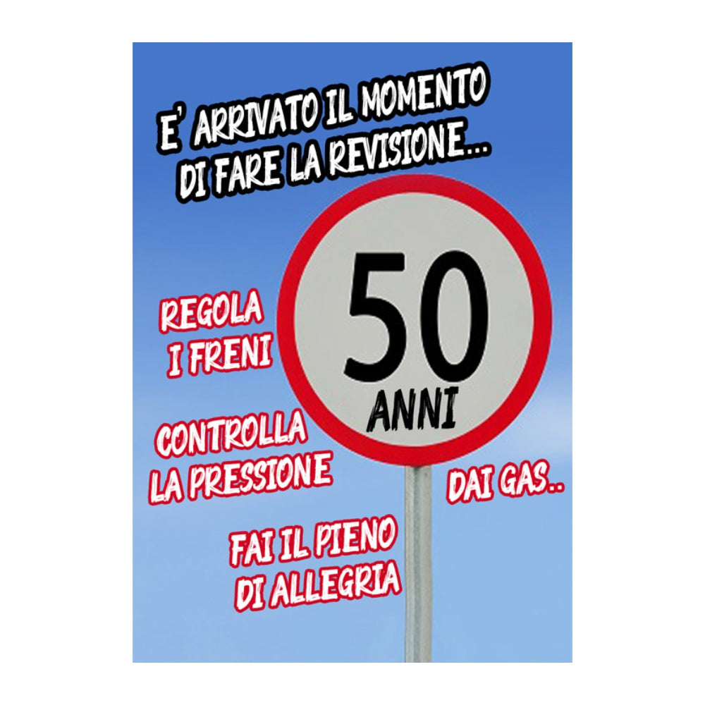 GLOBAL STRISCIONE FONDALE COMPLEANNO - Compleanno 50 Anni - STRISCIONE IN CARTA O IN BANNER PVC ANCHE DA ESTERNO GARANZIA 5 ANNI