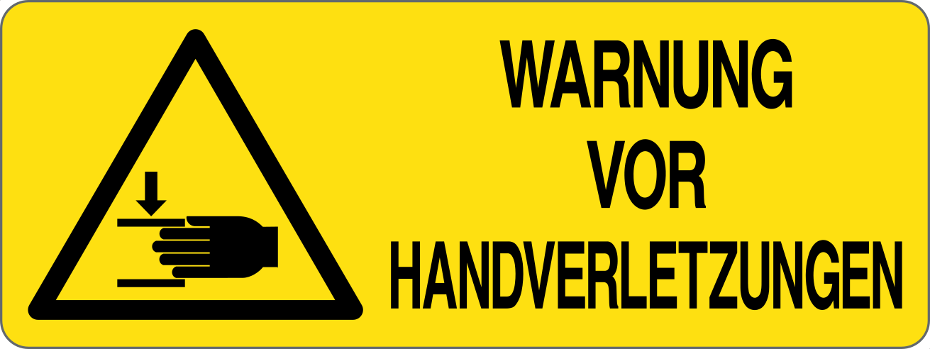 WARNUNG VOR HANDVERLETZUNGEN - CARTELLO SEGNALETICO UNI ISO 7010 in Adesivo, Pannello in Forex, Pannello In Alluminio