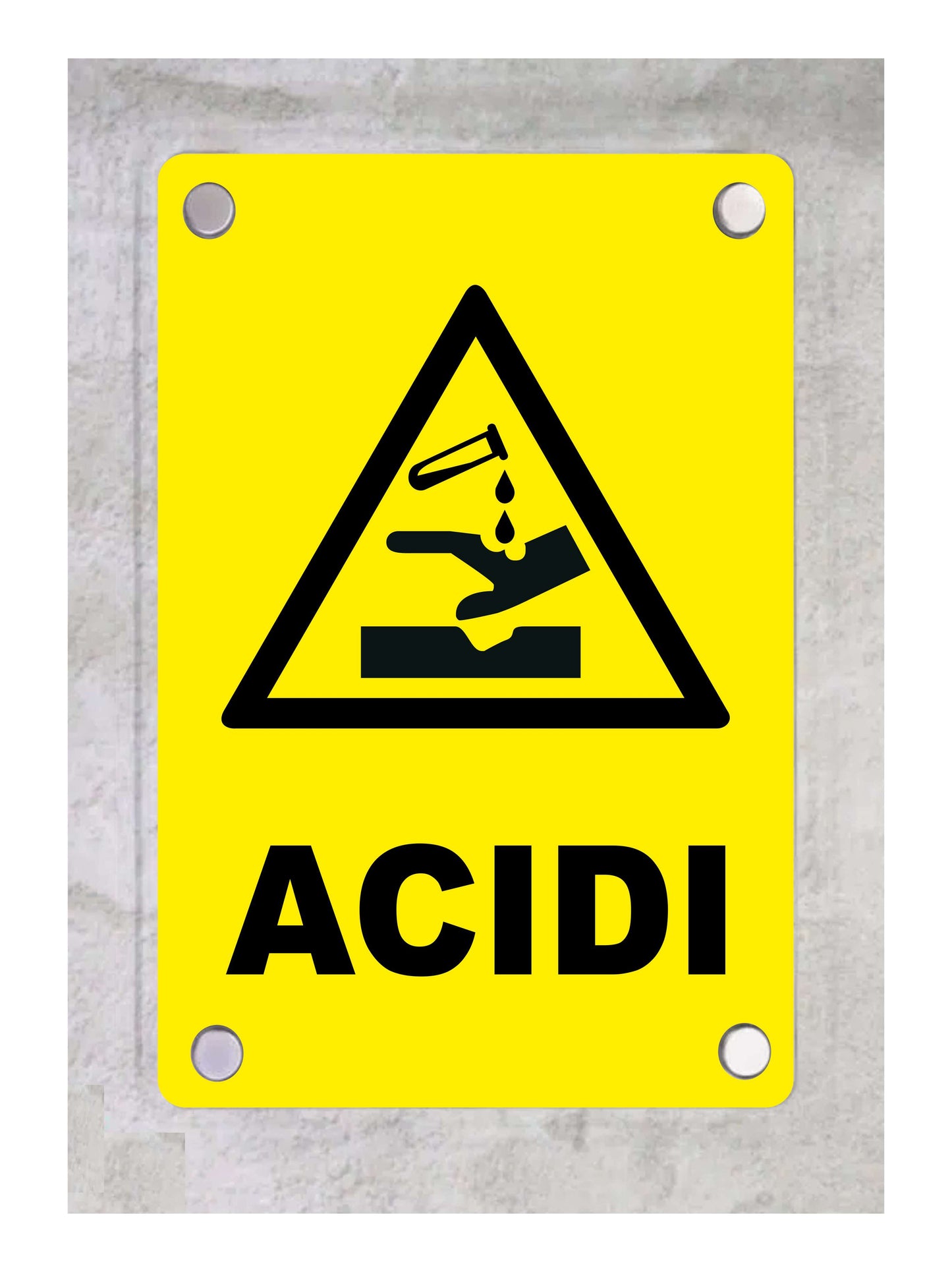 ACIDI - CARTELLO SEGNALETICO ISO 7010 in Adesivo Resistente, Pannello in Forex, Pannello In Alluminio o in Plexiglas