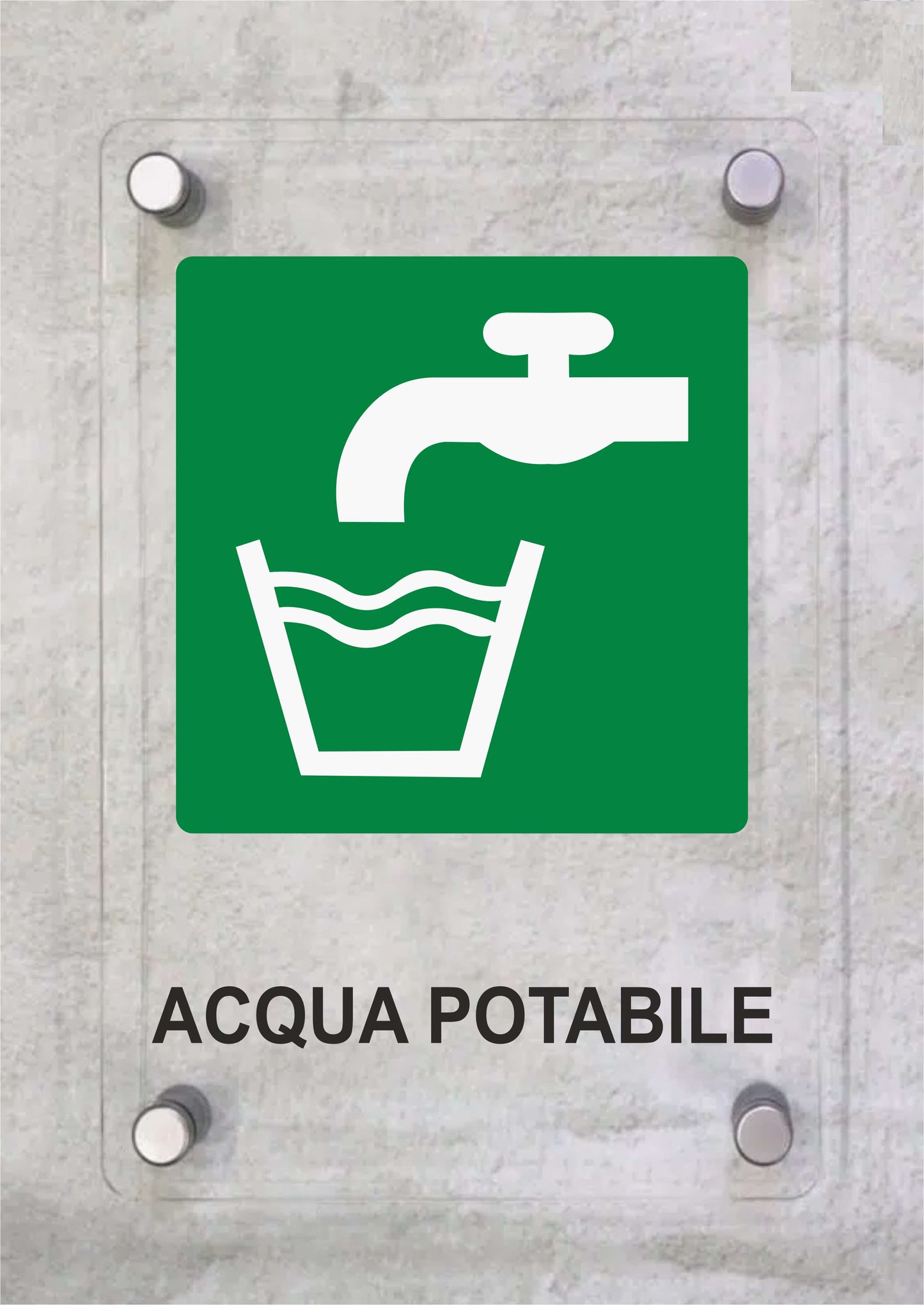 ACQUA POTABILE - CARTELLO SEGNALETICO ISO 7010 in Adesivo Resistente, Pannello in Forex, Pannello In Alluminio o in Plexiglas