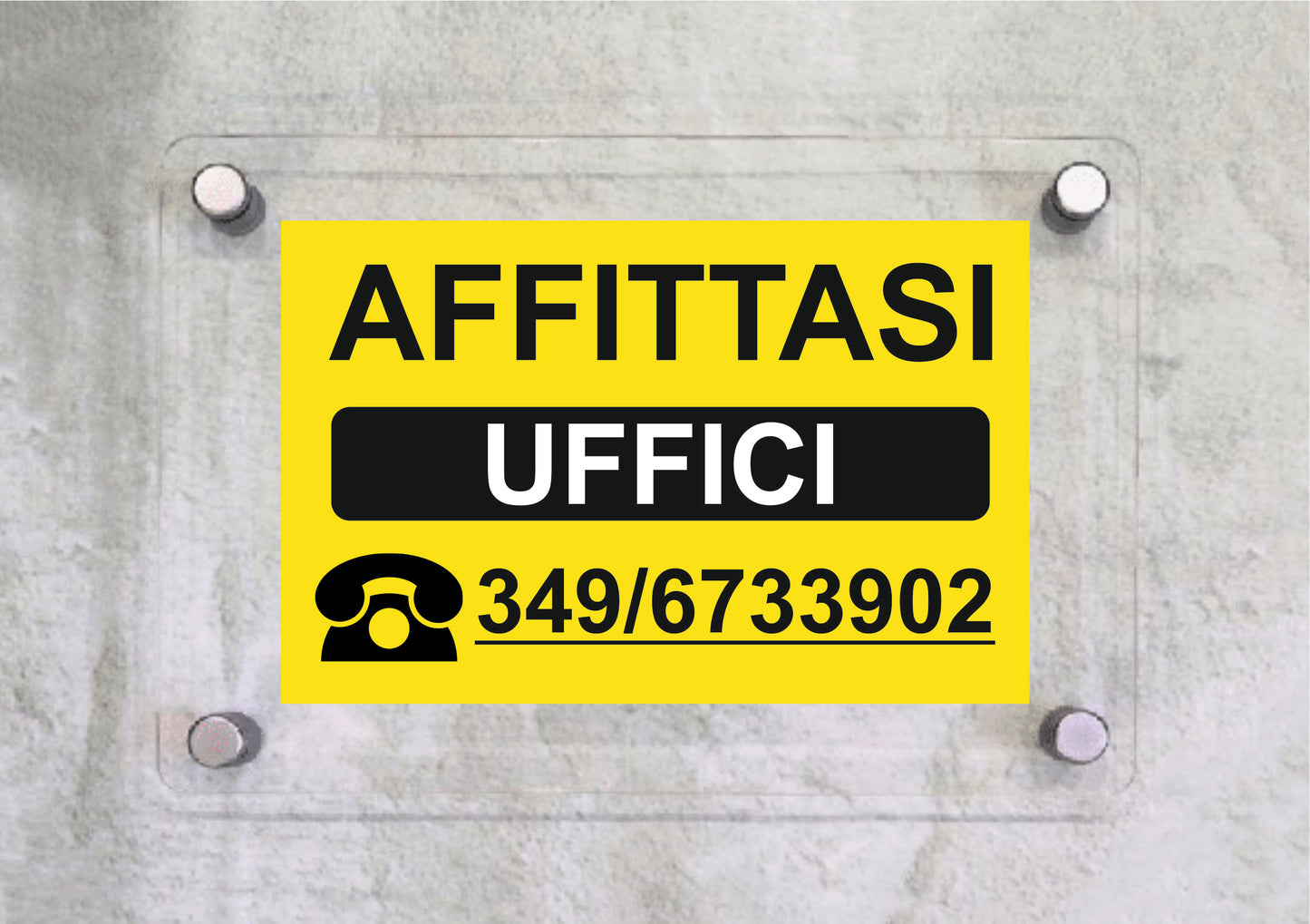 AFFITTASI PERSONALIZZATO IN GIALLO - CARTELLO SEGNALETICO ISO 7010 in Adesivo Resistente, Pannello in Forex, Pannello In Alluminio o in Plexiglas