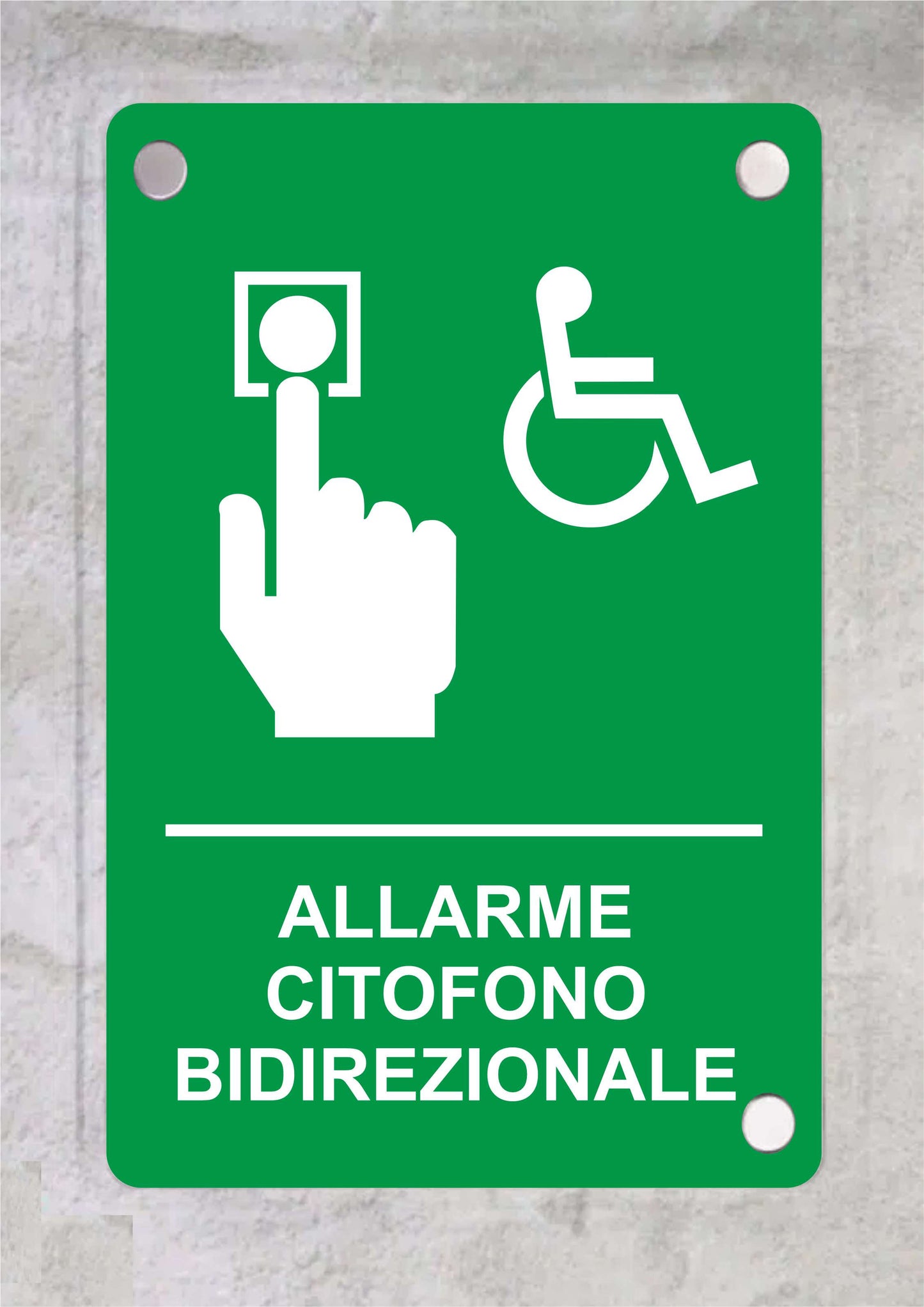 ALLARME CITOFONO BIDIREZIONALE - CARTELLO SEGNALETICO ISO 7010 in Adesivo Resistente, Pannello in Forex, Pannello In Alluminio o in Plexiglas