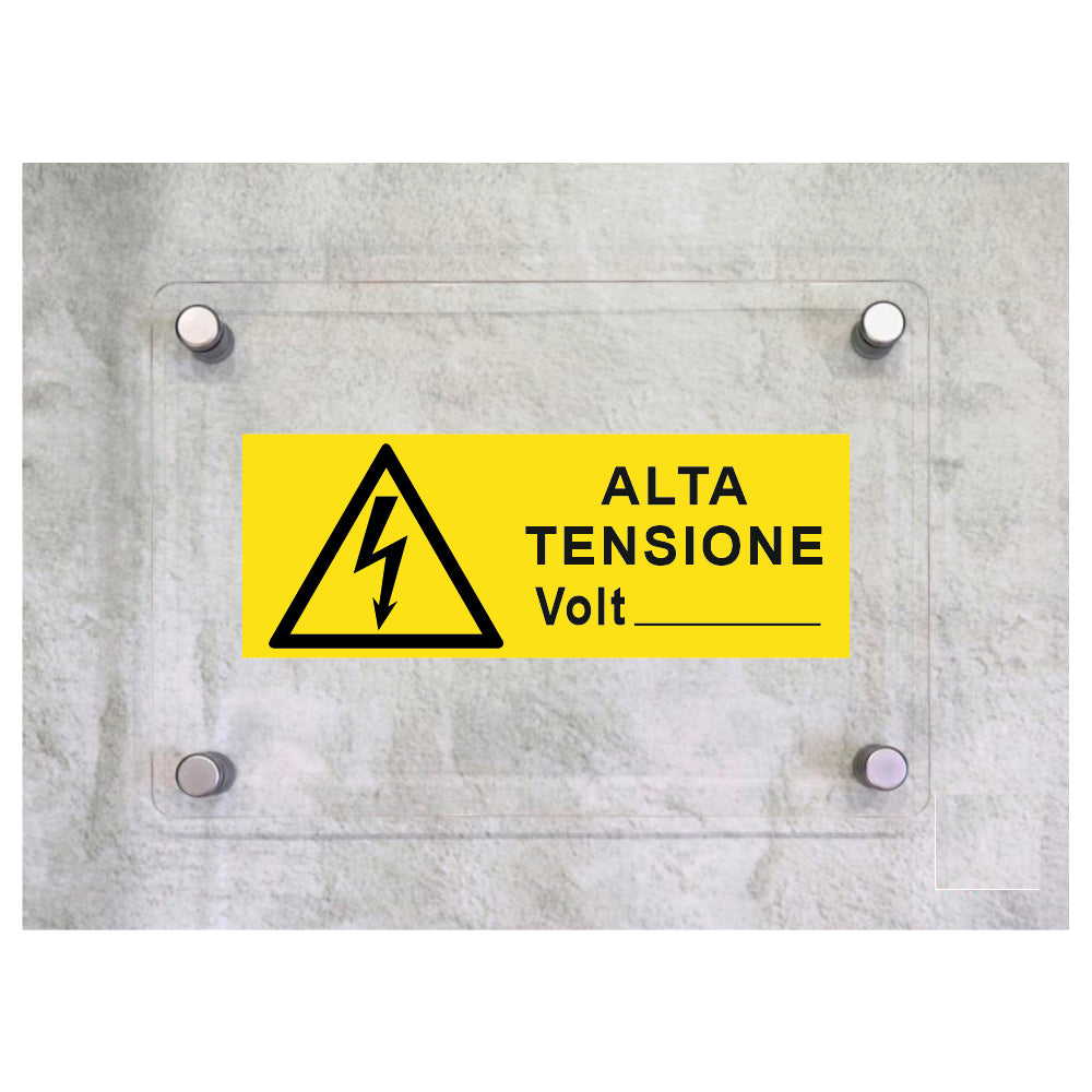 Global Targa Cartello in plexiglass UNI - ALTA TENSIONE - Con Distanziali in acciaio inox, Stampa UV