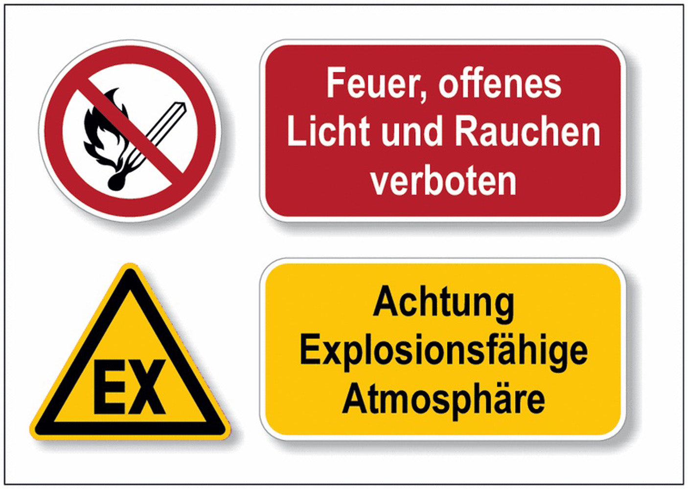 GLOBAL CARTELLO SEGNALETICO - Achtung Explosionsfähige Atmosphäre Feuer, offenes Licht und... - Adesivo Extra Resistente, Pannello in Forex, Pannello In Alluminio