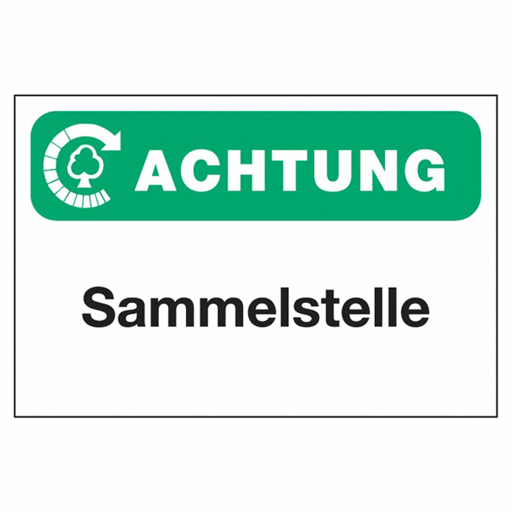 GLOBAL CARTELLO SEGNALETICO - Achtung Sammelstelle - Adesivo Extra Resistente, Pannello in Forex, Pannello In Alluminio