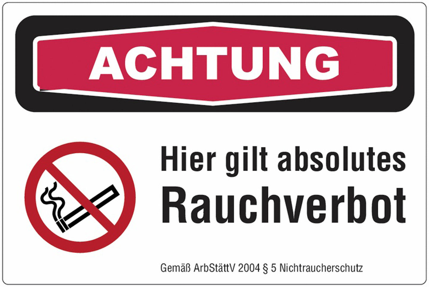 GLOBAL CARTELLO SEGNALETICO - Achtung, Hier gilt absolutes Rauchverbot - Adesivo Extra Resistente, Pannello in Forex, Pannello In Alluminio