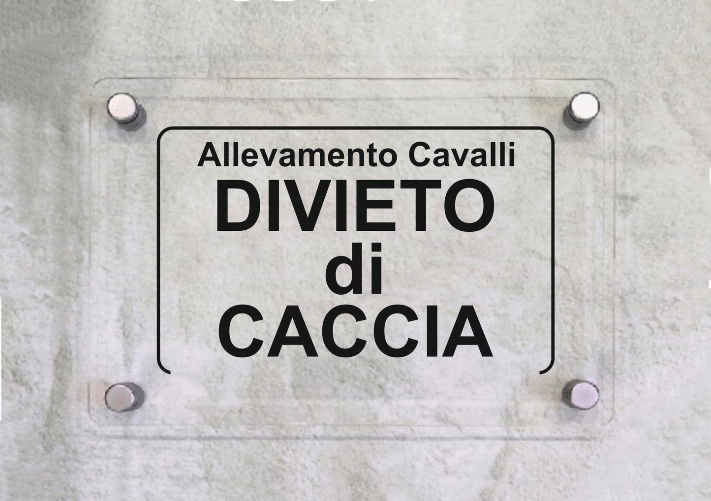 ALLEVAMENTO CAVALLI DIVIETO DI CACCIA - CARTELLO SEGNALETICO ISO 7010 in Adesivo Resistente, Pannello in Forex, Pannello In Alluminio o in Plexiglas