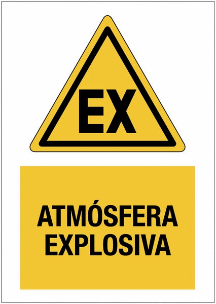 GLOBAL CARTELLO SEGNALETICO - Atmósfera explosiva - Adesivo Extra Resistente, Pannello in Forex, Pannello In Alluminio