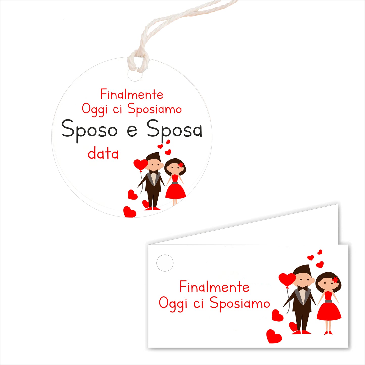 GLOBAL Bigliettini Bomboniera per Matrimonio Personalizzato - FINALMENTE OGGI CI SPOSIAMO - Bigliettini Bomboniera con piega, Bigliettini Bomboniera tondo, Personalizzati con Nome e Data, MADE IN ITALY