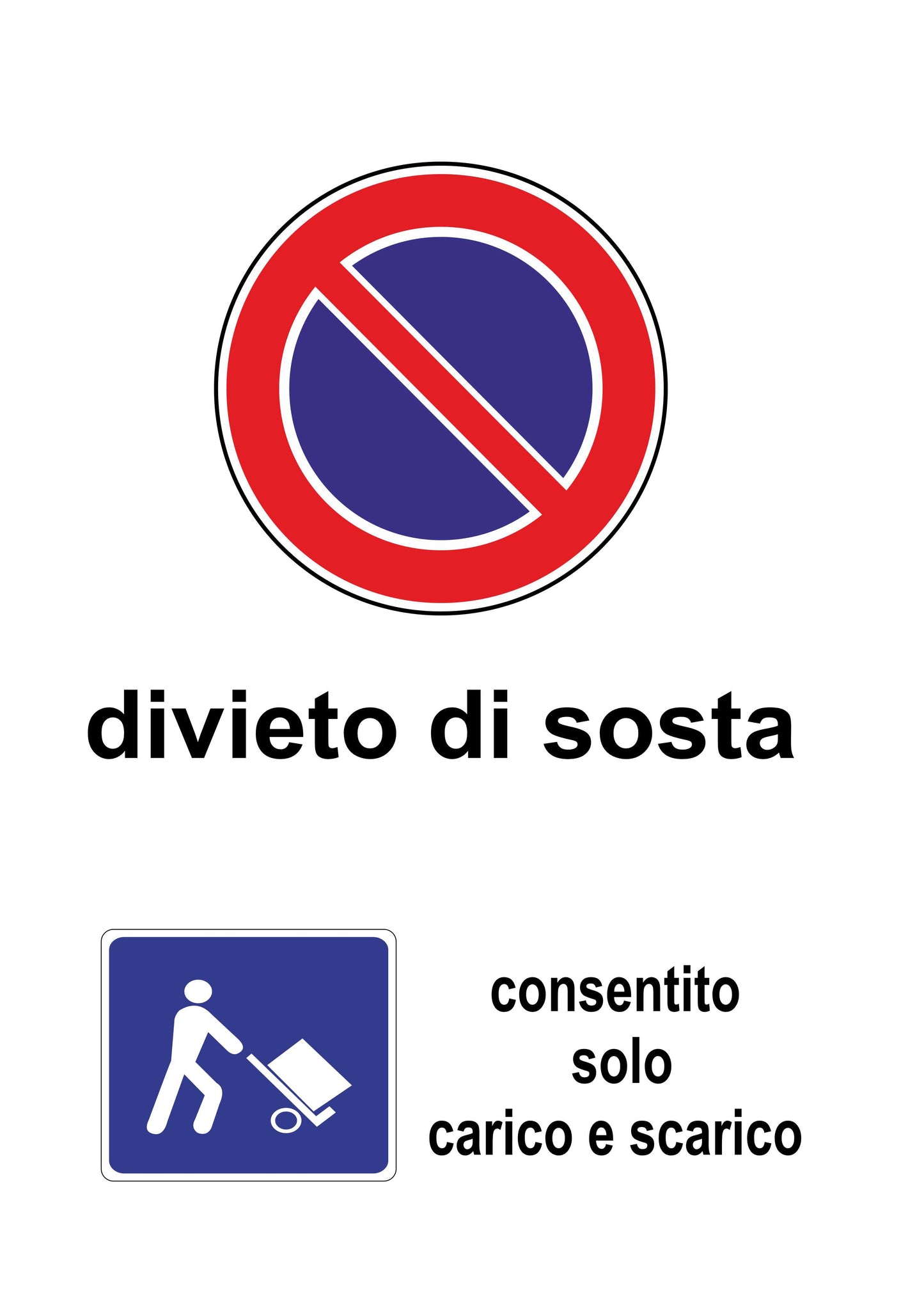 GLOBAL CARTELLO SEGNALETICO - CARICO E SCARICO divieto di sosta - Adesivo Extra Resistente, Pannello in Forex, Pannello In Alluminio