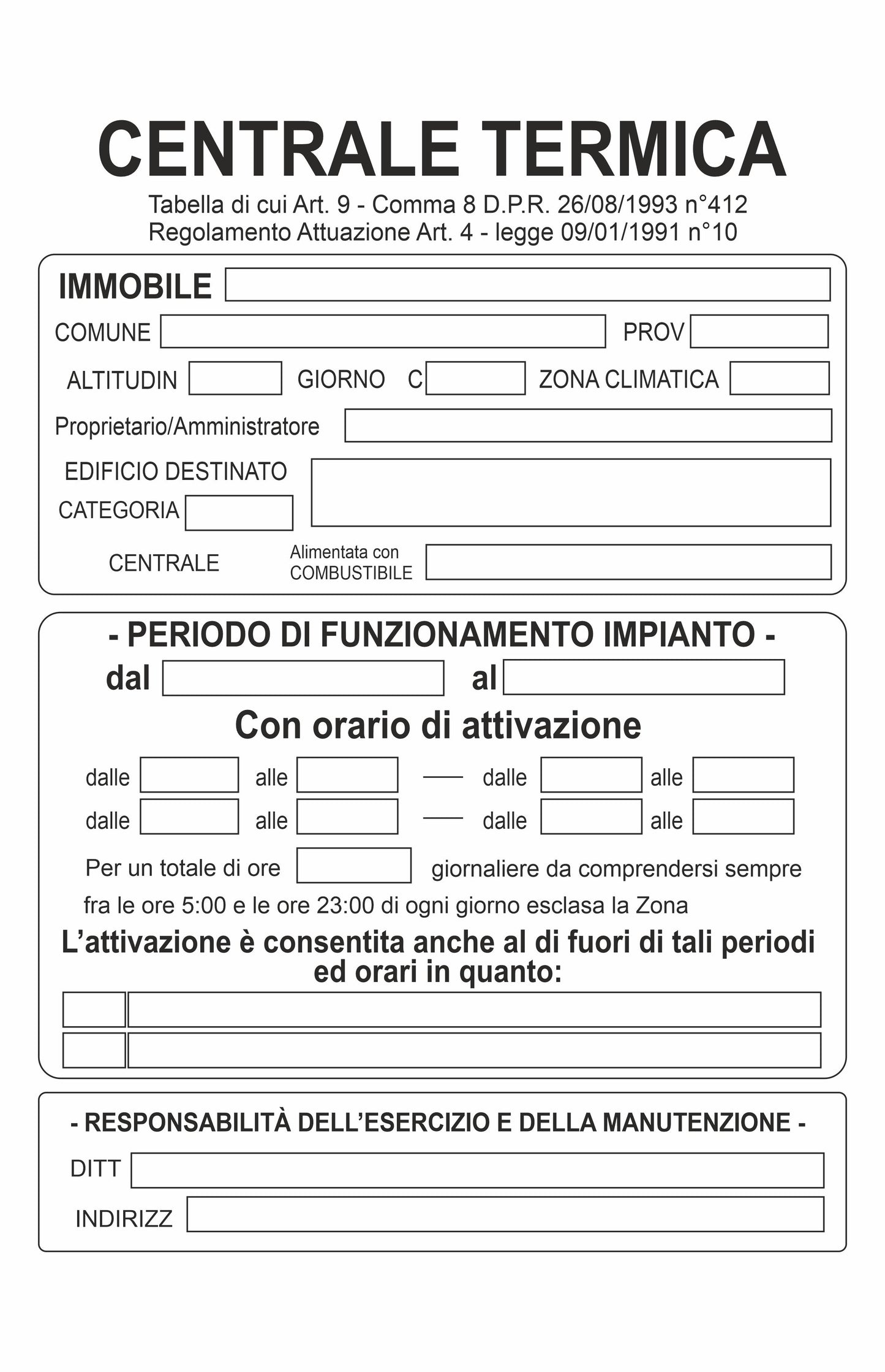GLOBAL CARTELLO SEGNALETICO - CENTRALE TERMICA FONDO BIANCO - Adesivo Extra Resistente, Pannello in Forex, Pannello In Alluminio