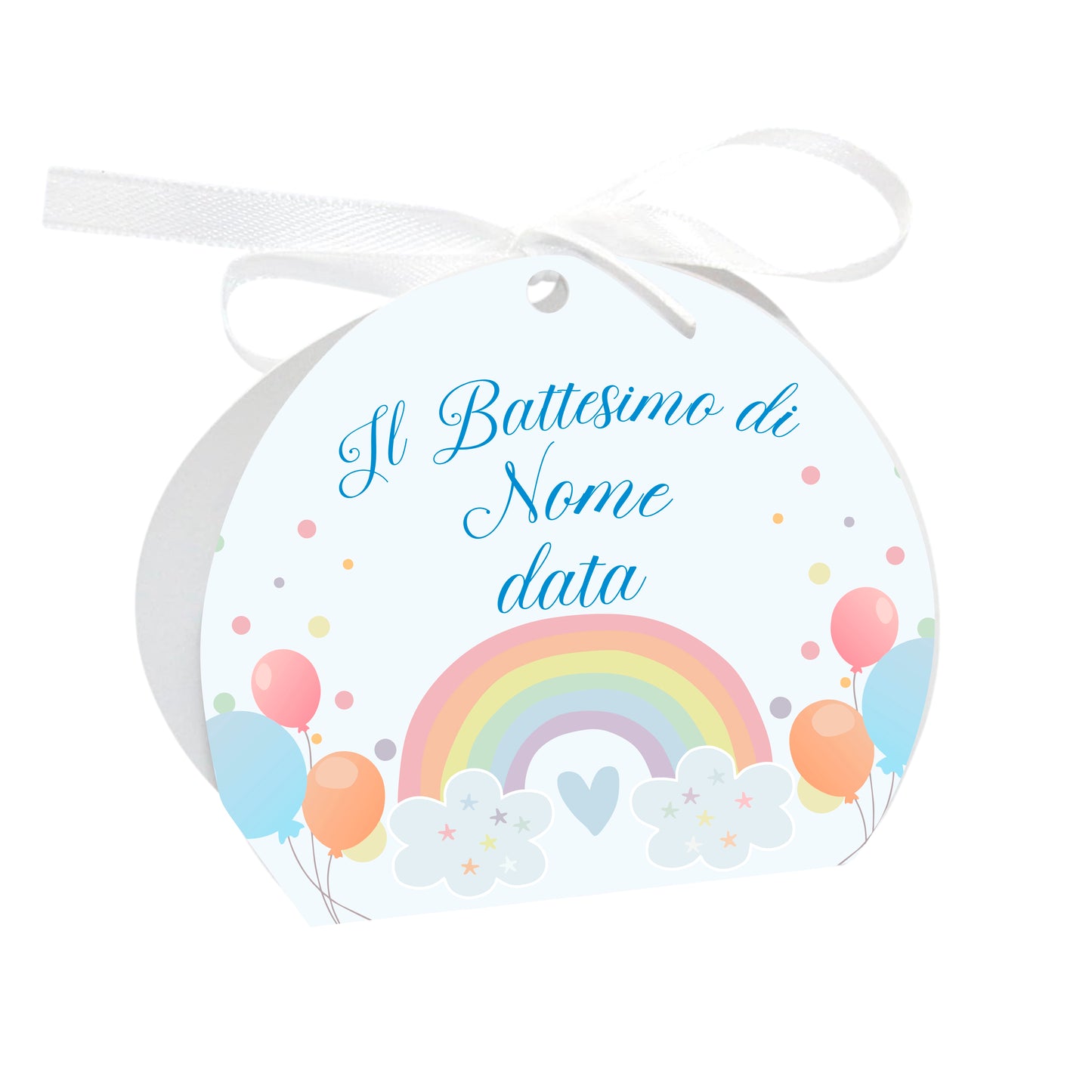GLOBAL Scatole Portaconfetti per Battesimo Personalizzate - ARCOBALENO - Scatoline Bomboniere battesimo con nastrino personalizzato MADE IN ITALY
