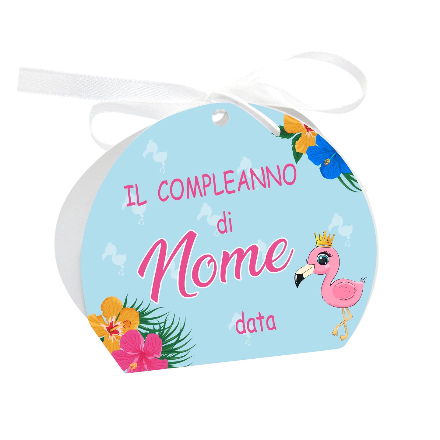 GLOBAL Scatole Portaconfetti per Compleanno Personalizzate - FENICOTTERO - Scatoline Bomboniere compleanno con nastrino personalizzato MADE IN ITALY