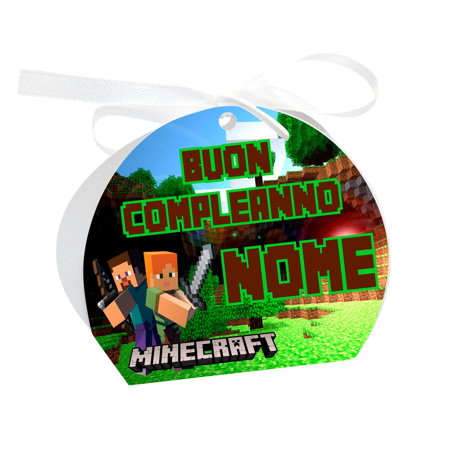 GLOBAL Scatole Portaconfetti per Compleanno Personalizzate - MINECRAFT - Scatoline Bomboniere compleanno con nastrino personalizzato MADE IN ITALY