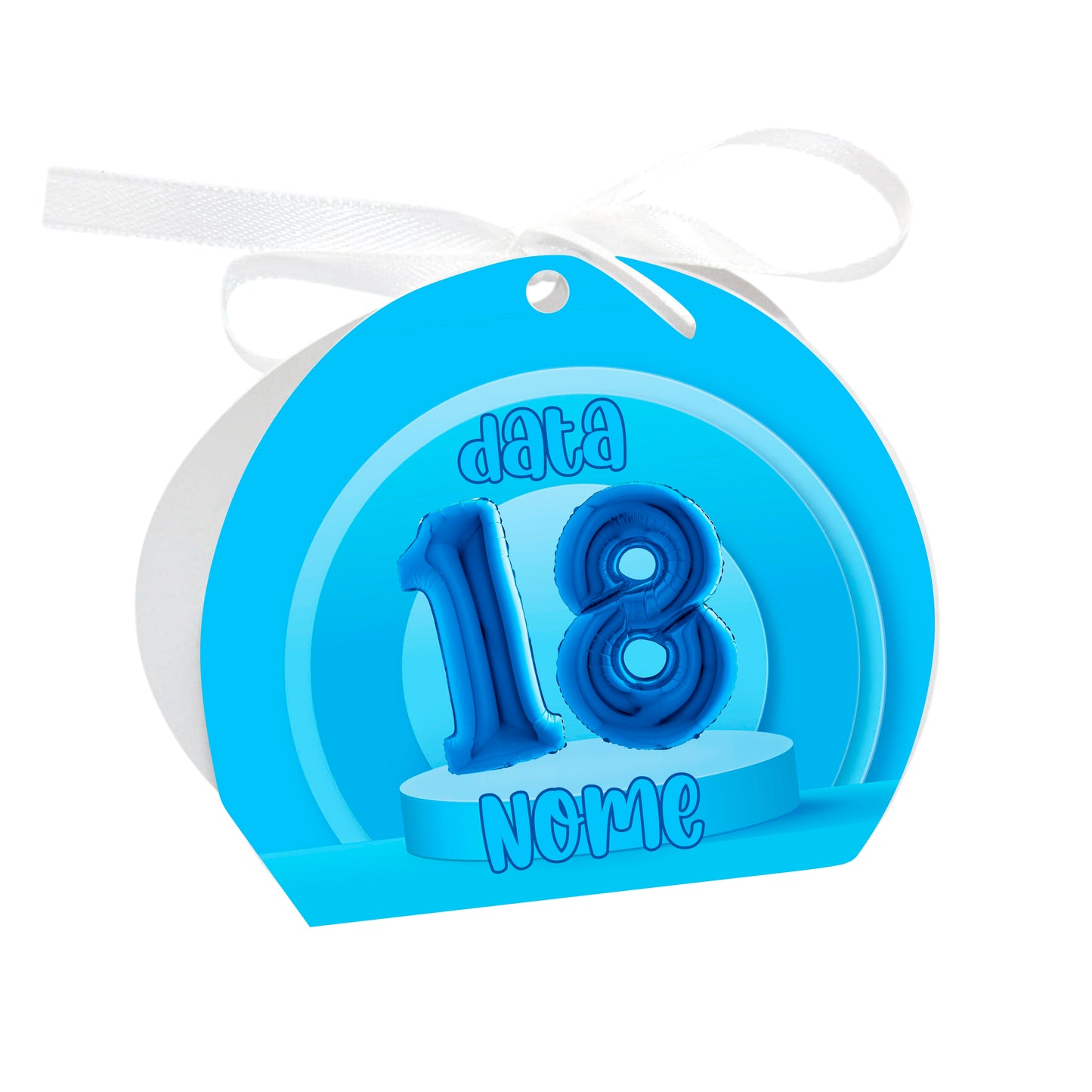 GLOBAL Scatole Portaconfetti per Compleanno Personalizzate - 18 ANNI BLU mod 2 - Scatoline Bomboniere compleanno con nastrino personalizzato MADE IN ITALY