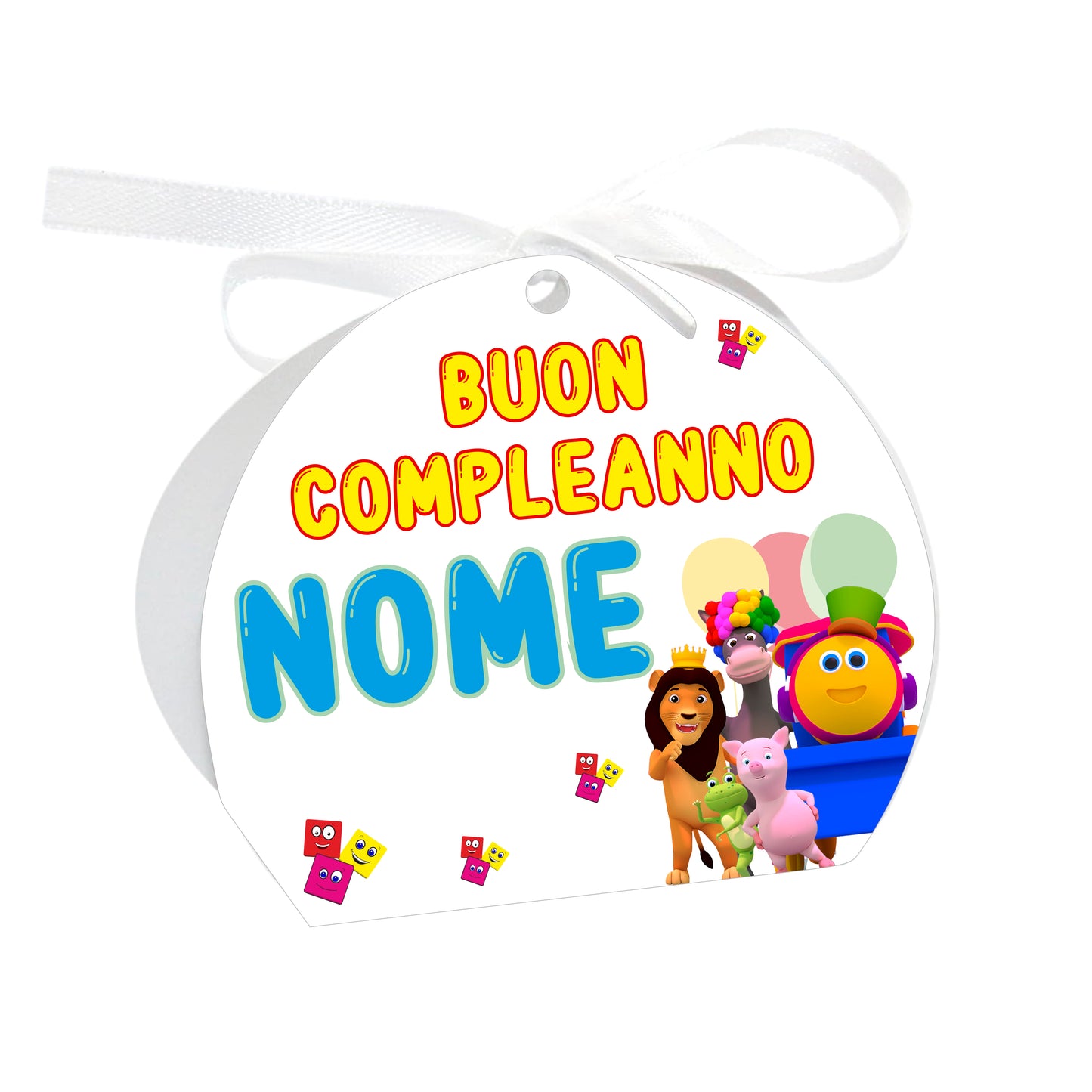 GLOBAL Scatole Portaconfetti per Compleanno Personalizzate - BOB IL TRENO - Scatoline Bomboniere compleanno con nastrino personalizzato MADE IN ITALY