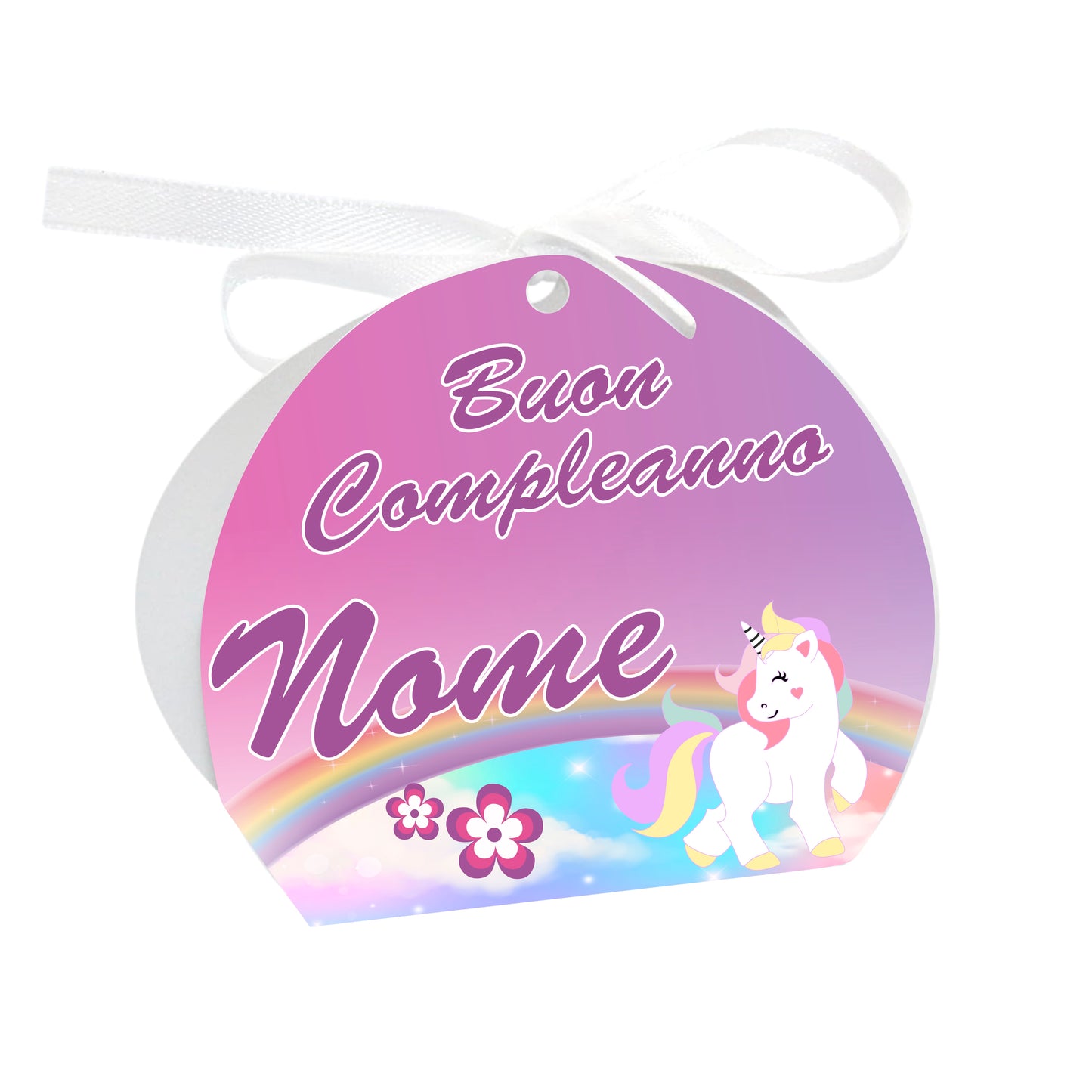 GLOBAL Scatole Portaconfetti per Compleanno Personalizzate - UNICORNO - Scatoline Bomboniere compleanno con nastrino personalizzato MADE IN ITALY