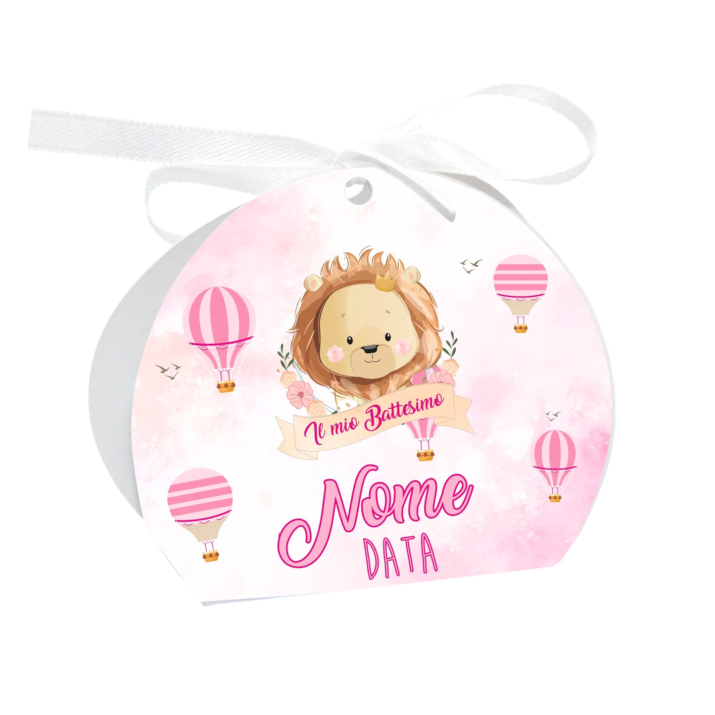 GLOBAL Scatole Portaconfetti per Battesimo Personalizzate - LEONE BIMBA - Scatoline Bomboniere battesimo con nastrino personalizzato MADE IN ITALY
