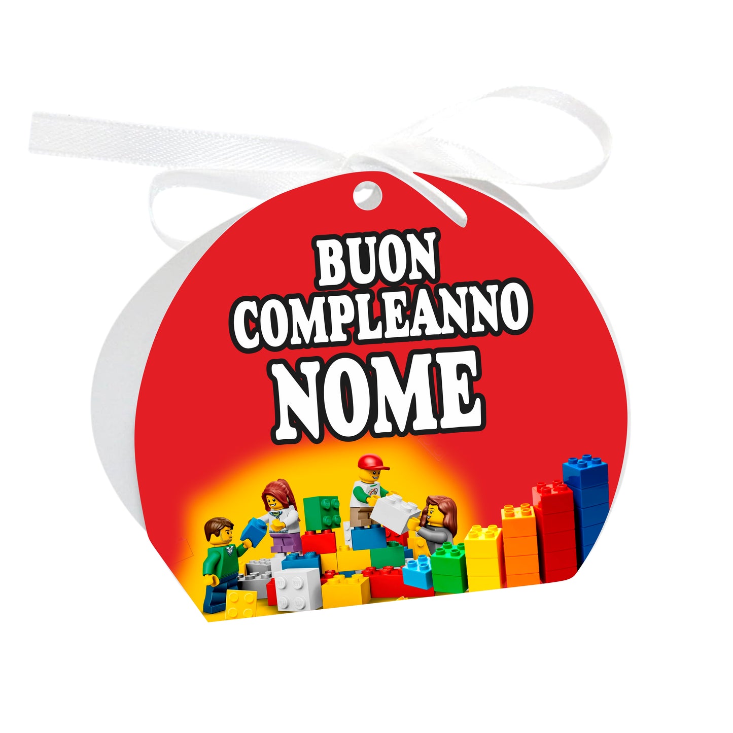 GLOBAL Scatole Portaconfetti per Compleanno Personalizzate - LEGO - Scatoline Bomboniere compleanno con nastrino personalizzato MADE IN ITALY