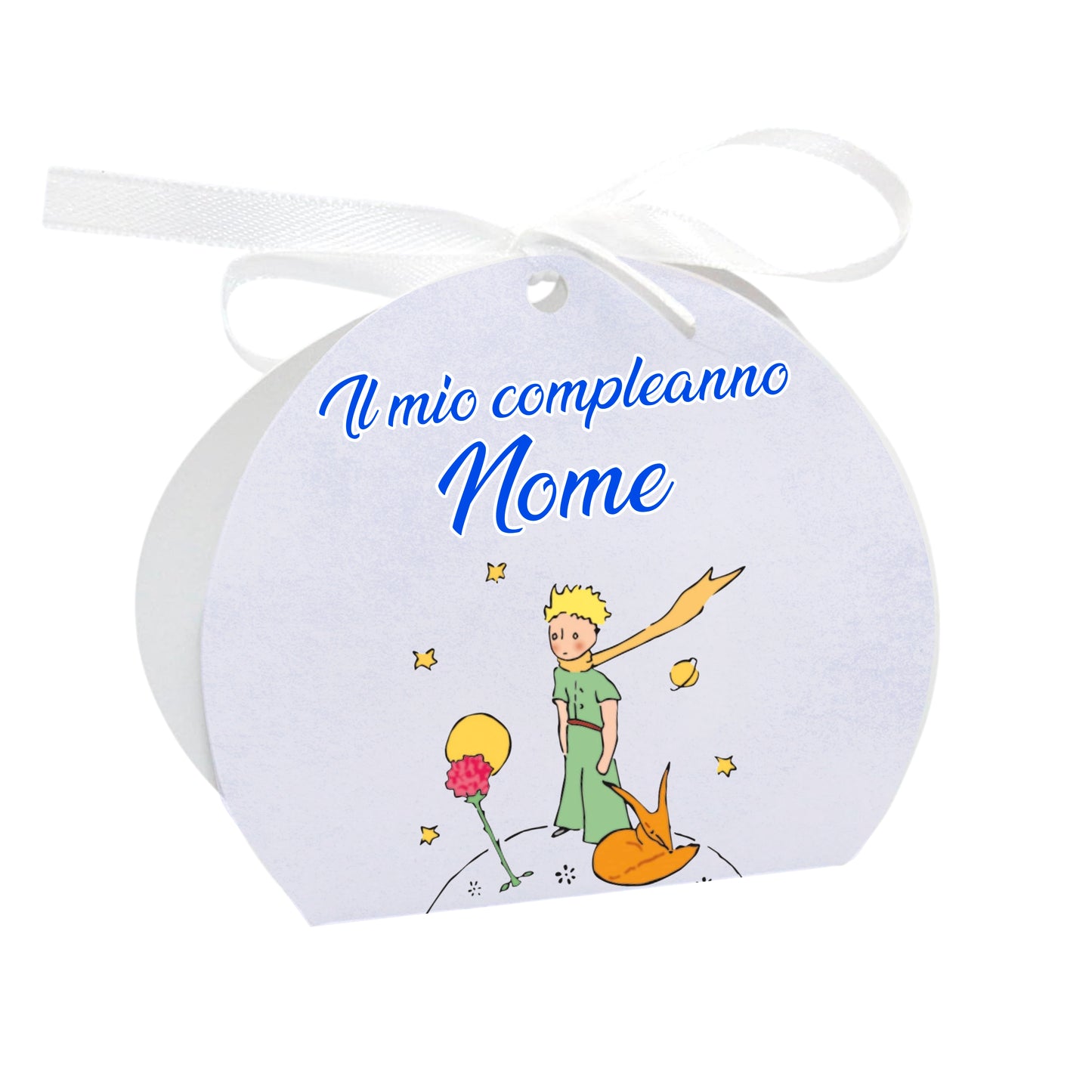 GLOBAL Scatole Portaconfetti per Compleanno Personalizzate - IL PICCOLO PRINCIPE - Scatoline Bomboniere compleanno con nastrino personalizzato MADE IN ITALY