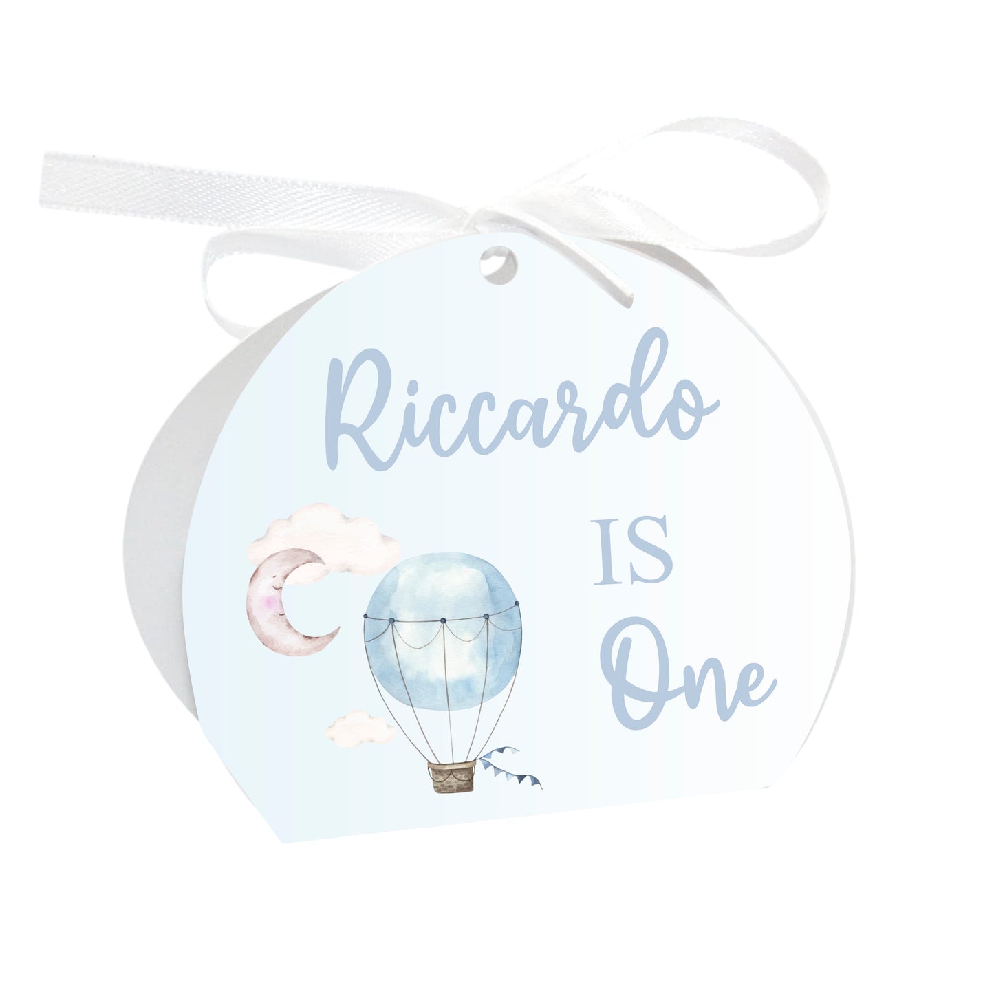 GLOBAL Scatole Portaconfetti per Compleanno Personalizzate - MONGOLFIERA BIMBO - Scatoline Bomboniere compleanno con nastrino personalizzato MADE IN ITALY