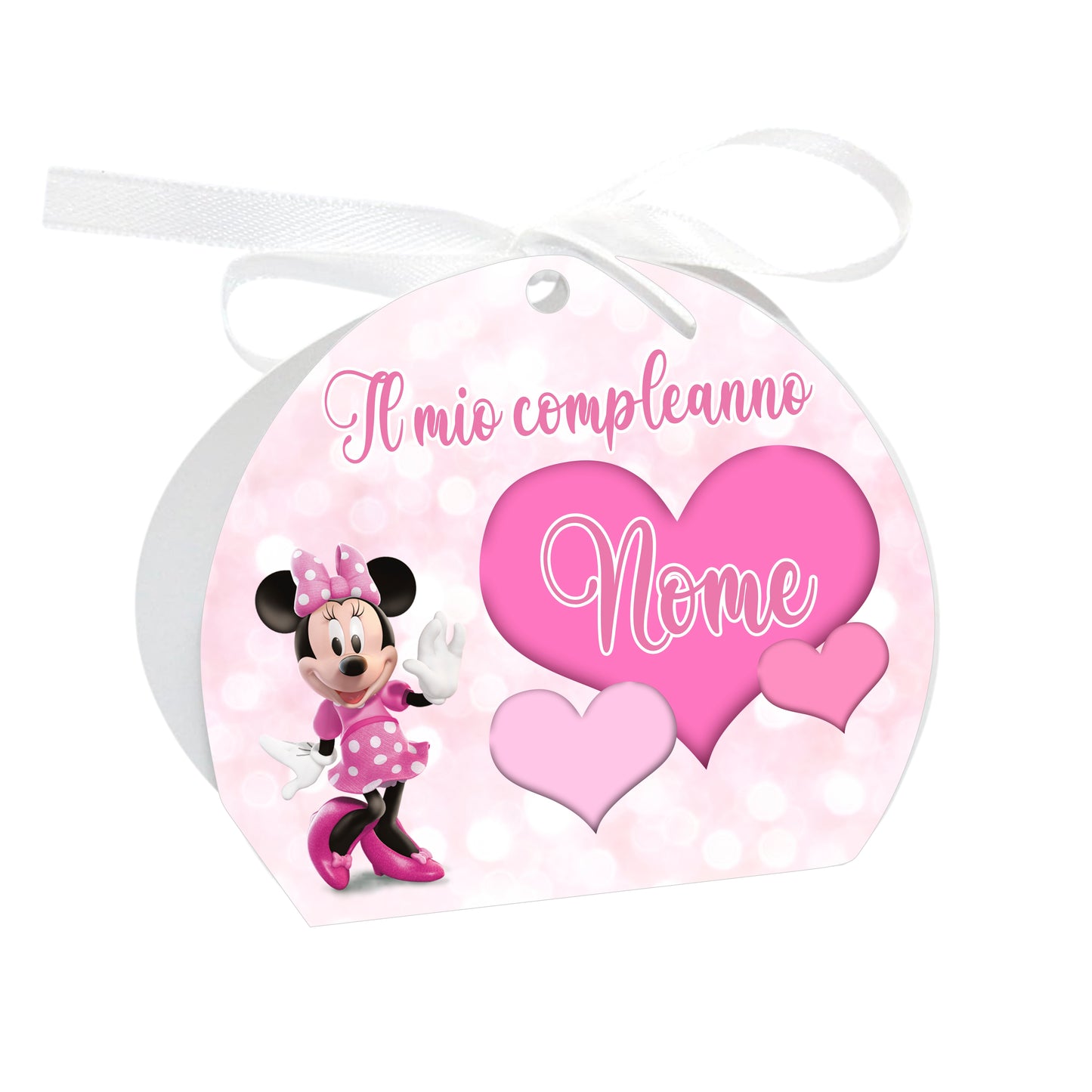 GLOBAL Scatole Portaconfetti per Compleanno Personalizzate - MINNIE - Scatoline Bomboniere compleanno con nastrino personalizzato MADE IN ITALY
