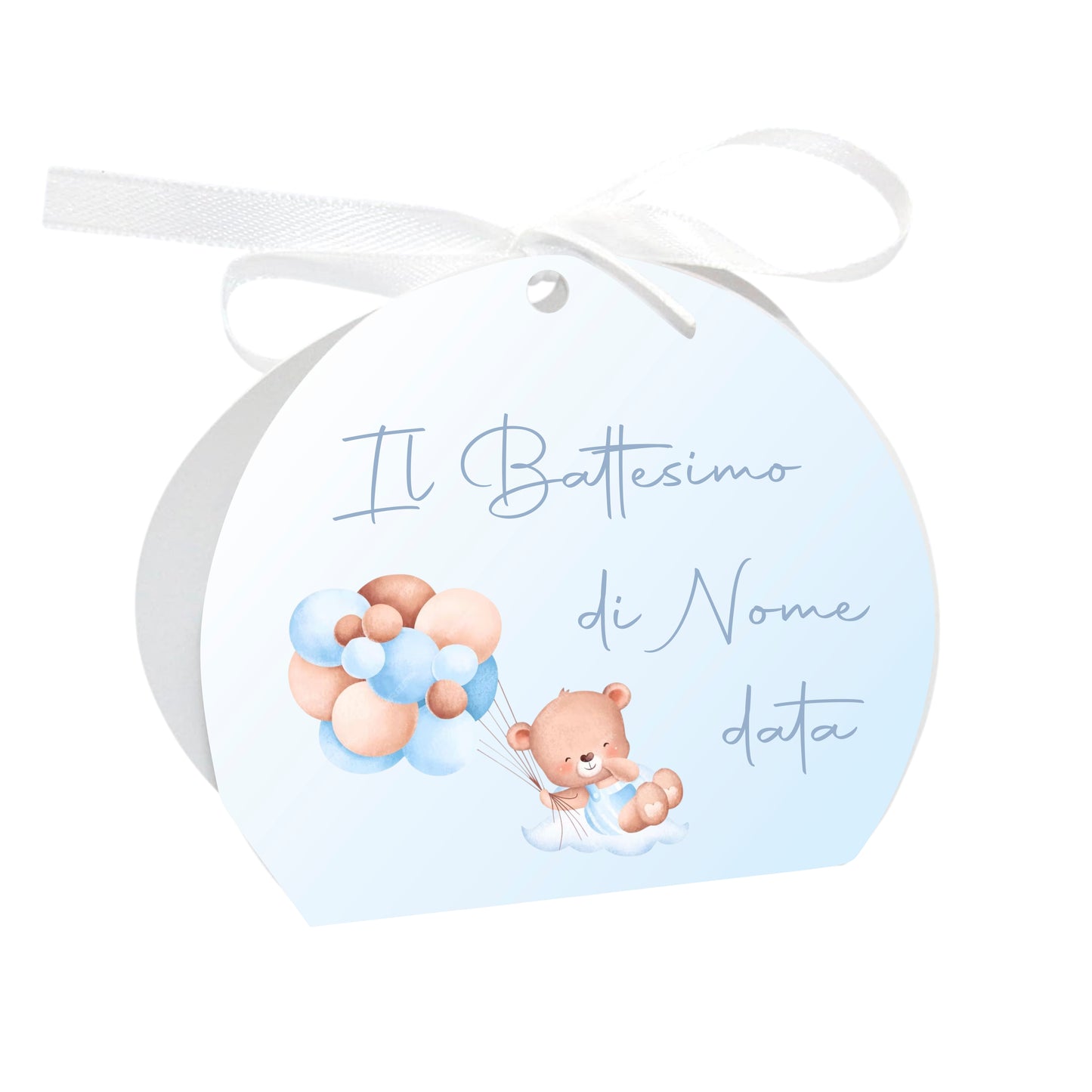 GLOBAL Scatole Portaconfetti per Battesimo Personalizzate - ORSETTO BIMBO - Scatoline Bomboniere battesimo con nastrino personalizzato MADE IN ITALY