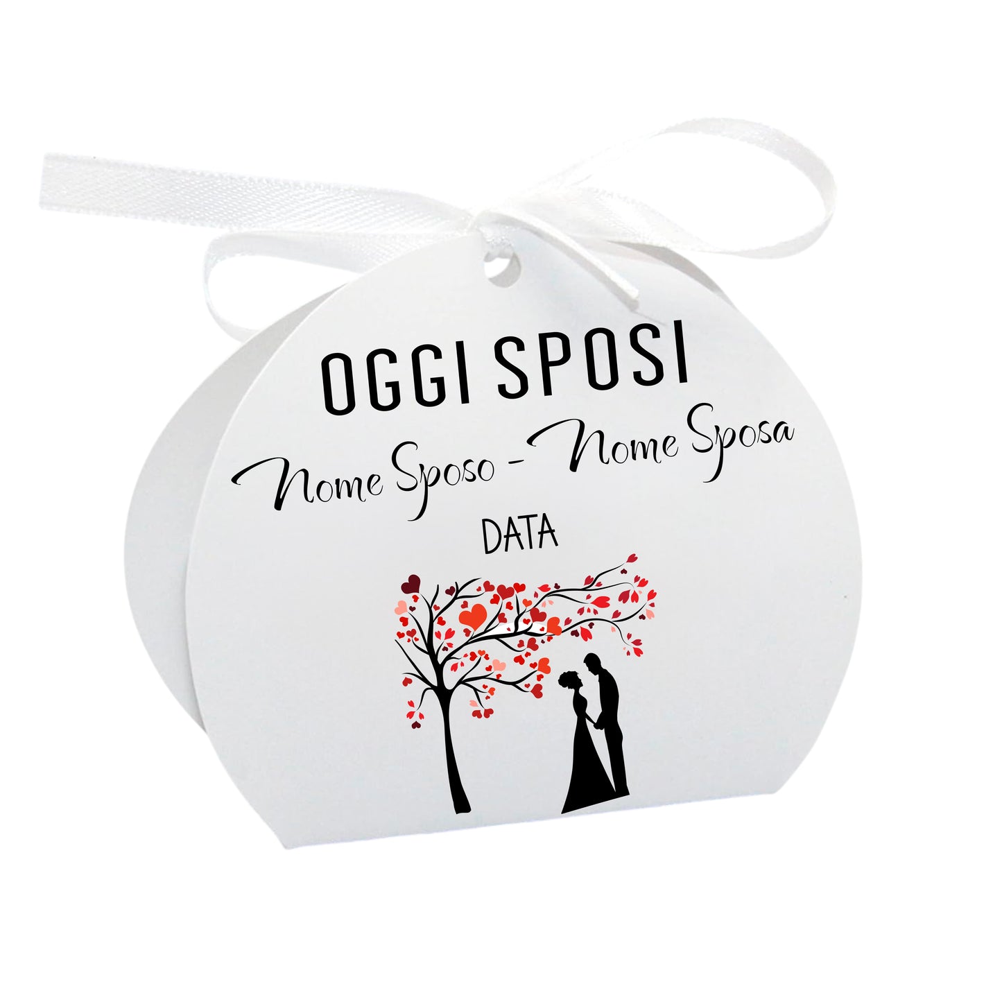 GLOBAL Scatole Portaconfetti per Matrimonio Personalizzate - OGGI SPOSI MOD 2 - Scatoline Bomboniere matrimonio con nastrino personalizzato MADE IN ITALY