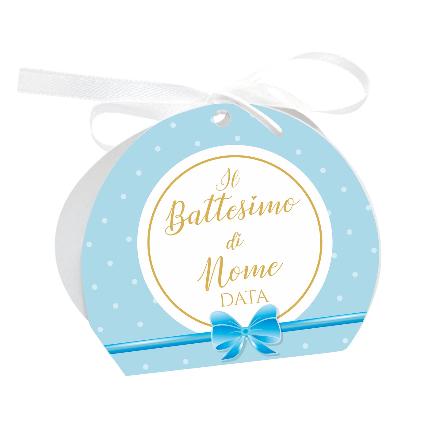 GLOBAL Scatole Portaconfetti per Battesimo Personalizzate - FIOCCO AZZURRO - Scatoline Bomboniere battesimo con nastrino personalizzato MADE IN ITALY