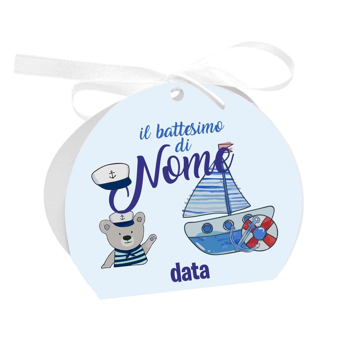 GLOBAL Scatole Portaconfetti per Battesimo Personalizzate - BARCHETTA - Scatoline Bomboniere battesimo con nastrino personalizzato MADE IN ITALY