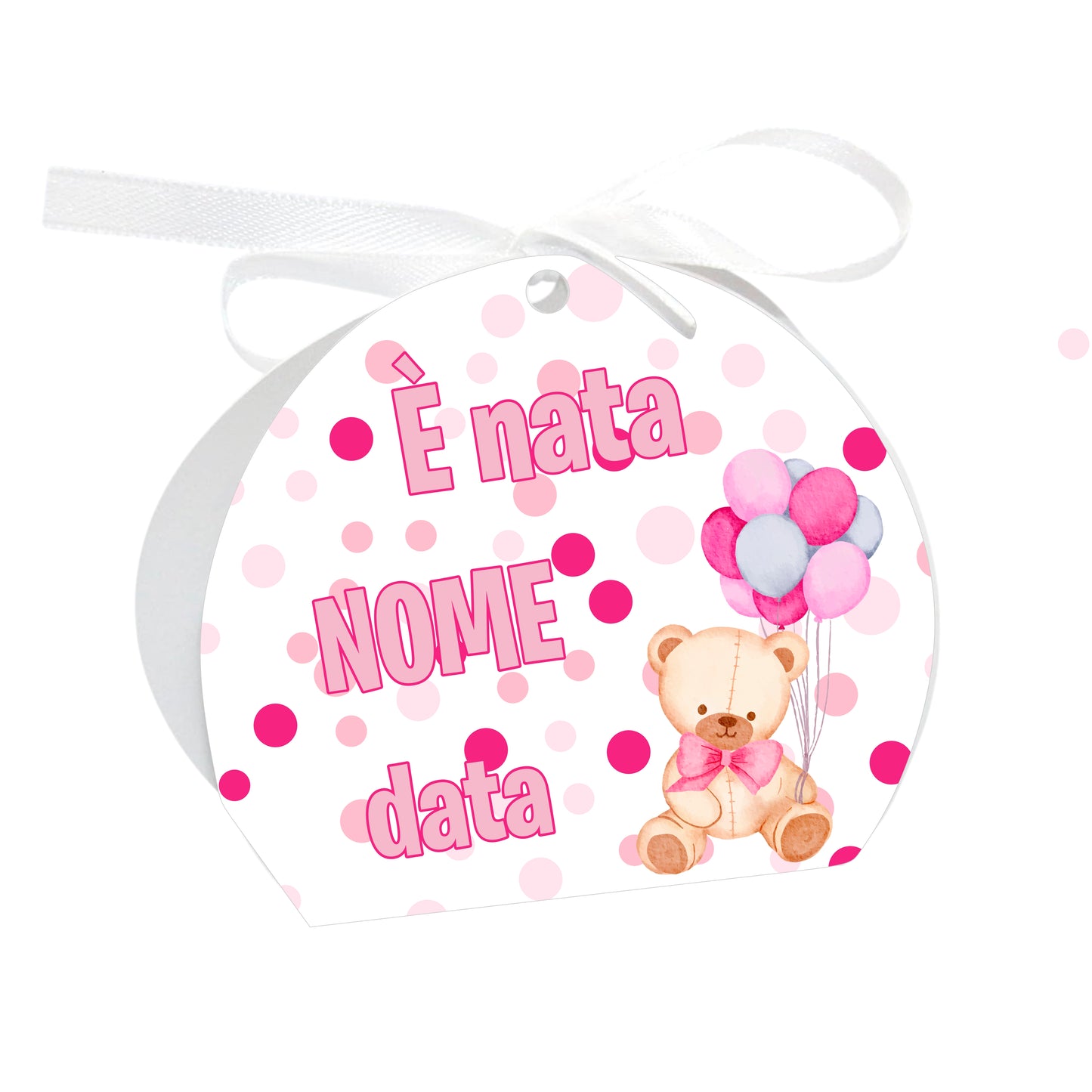 GLOBAL Scatole Portaconfetti per Nascita Personalizzate - ORSETTO PALLONCINI BIMBA - Scatoline Bomboniere nascita con nastrino personalizzato MADE IN ITALY
