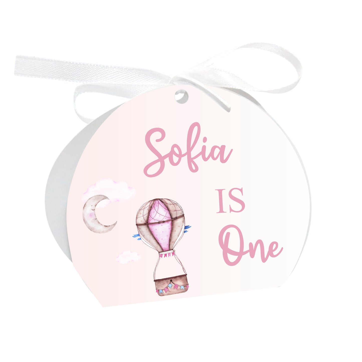 GLOBAL Scatole Portaconfetti per Compleanno Personalizzate - MONGOLFIERA BIMBA - Scatoline Bomboniere compleanno con nastrino personalizzato MADE IN ITALY