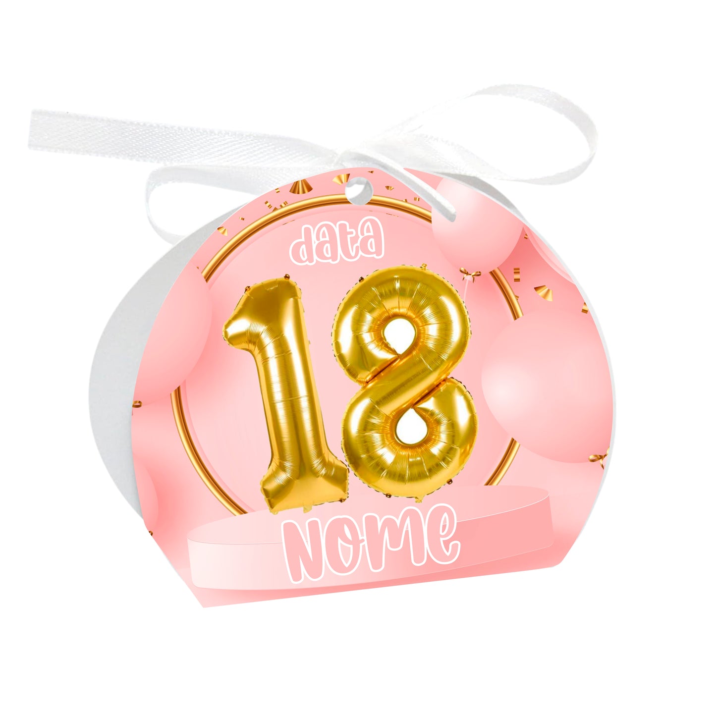 GLOBAL Scatole Portaconfetti per Compleanno Personalizzate - 18 ANNI ROSA - Scatoline Bomboniere compleanno con nastrino personalizzato MADE IN ITALY