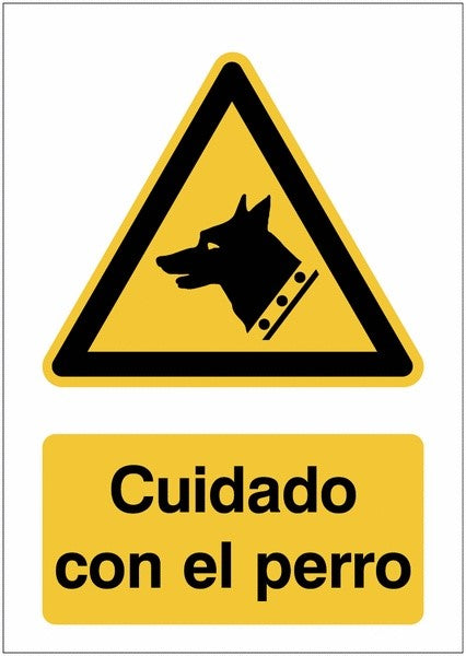 GLOBAL CARTELLO SEGNALETICO - Cuidado con el perro - Adesivo Extra Resistente, Pannello in Forex, Pannello In Alluminio