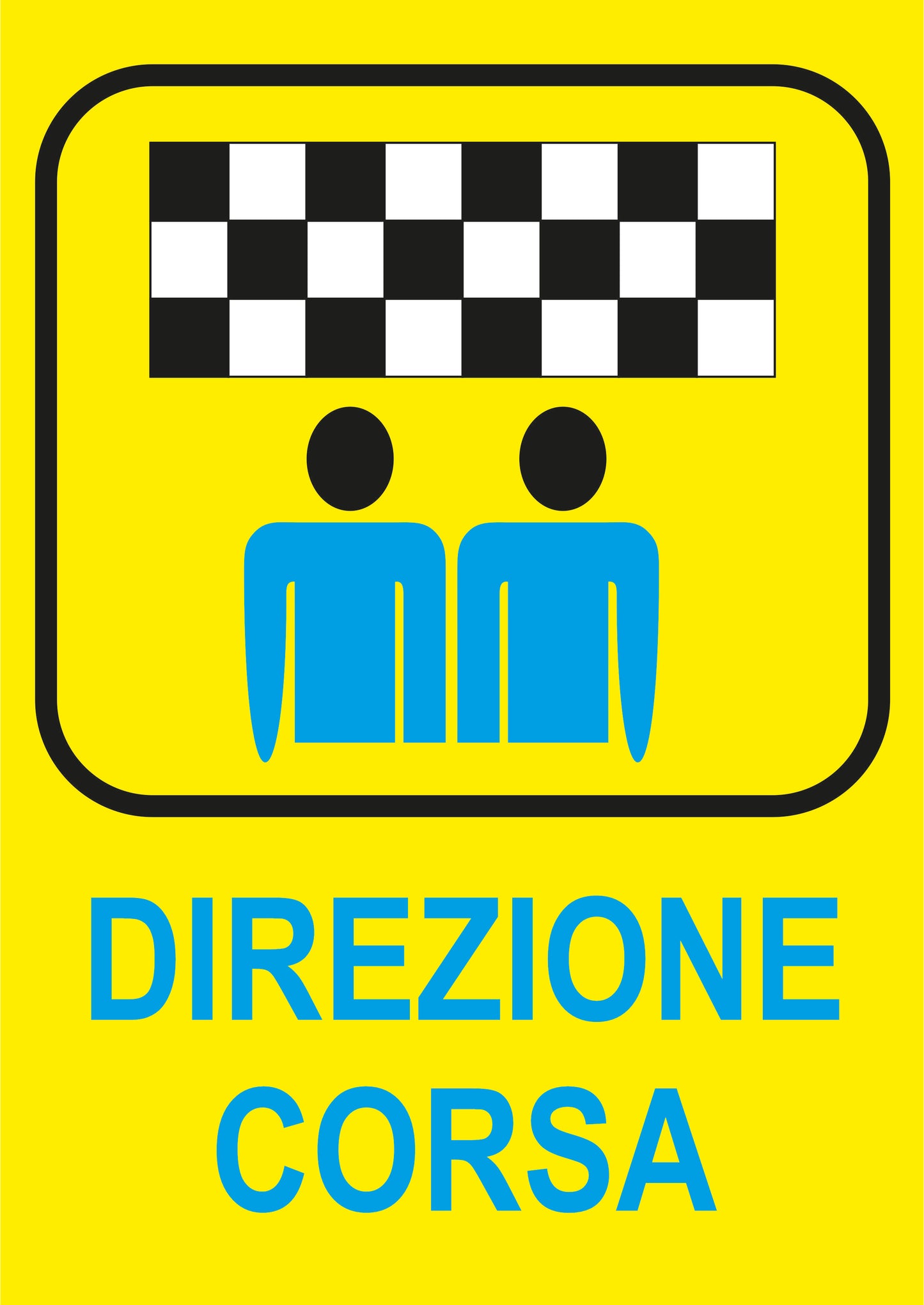 GLOBAL CARTELLO SEGNALETICO - DIREZIONE CORSA - Adesivo Extra Resistente, Pannello in Forex, Pannello In Alluminio