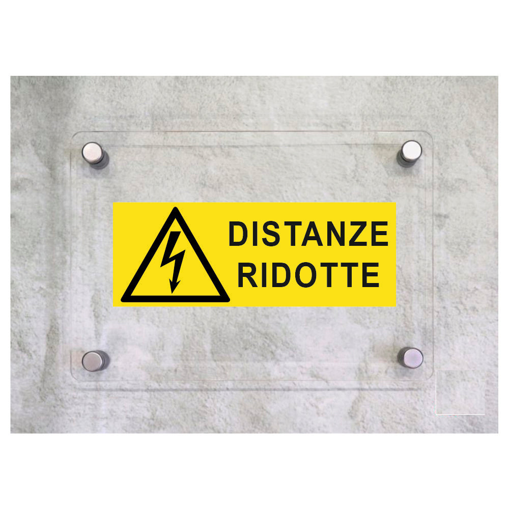 Global Targa Cartello in plexiglass UNI - DISTANZE RIDOTTE - Con Distanziali in acciaio inox, Stampa UV