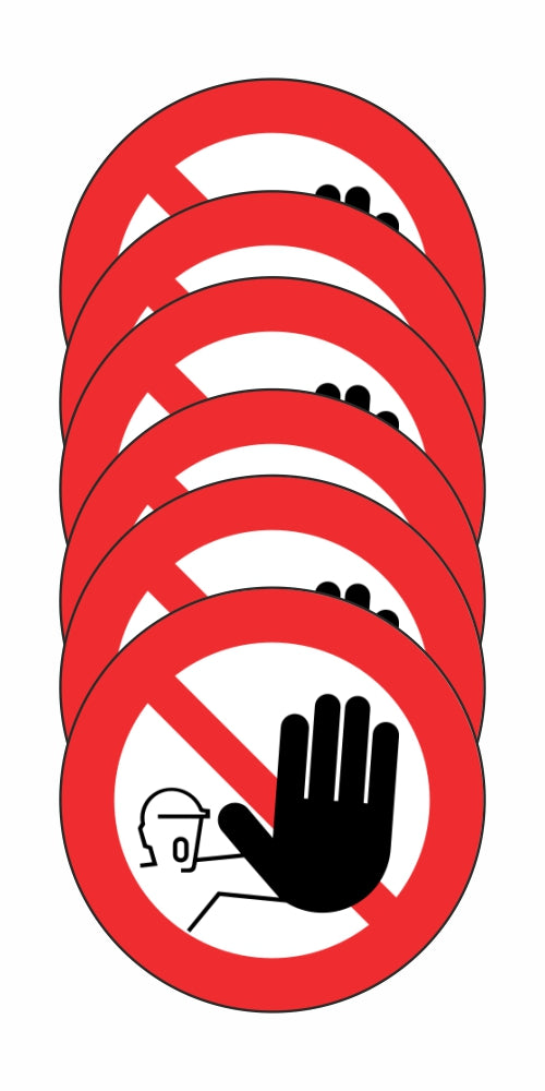 GLOBAL KIT DI 6 ADESIVI ROTONDI - DIVIETO DI ACCESSO- Pittogramma ISO 7010 Con Stampa Diretta U.V. (IDEALE ANCHE PER ESTERNO)