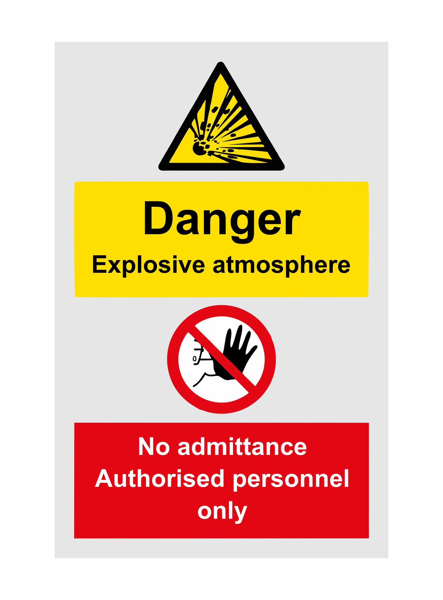 GLOBAL CARTELLO SEGNALETICO - Danger Explosive Atmosphere No Admittance modello 2 - Adesivo Extra Resistente, Pannello in Forex, Pannello In Alluminio