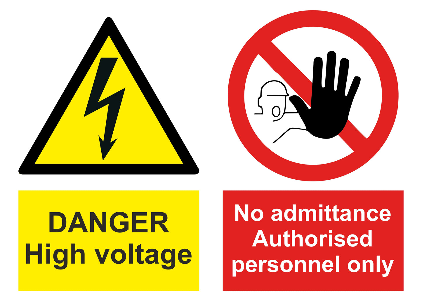 GLOBAL CARTELLO SEGNALETICO - Danger High Voltage Multi-Message - Adesivo Extra Resistente, Pannello in Forex, Pannello In Alluminio