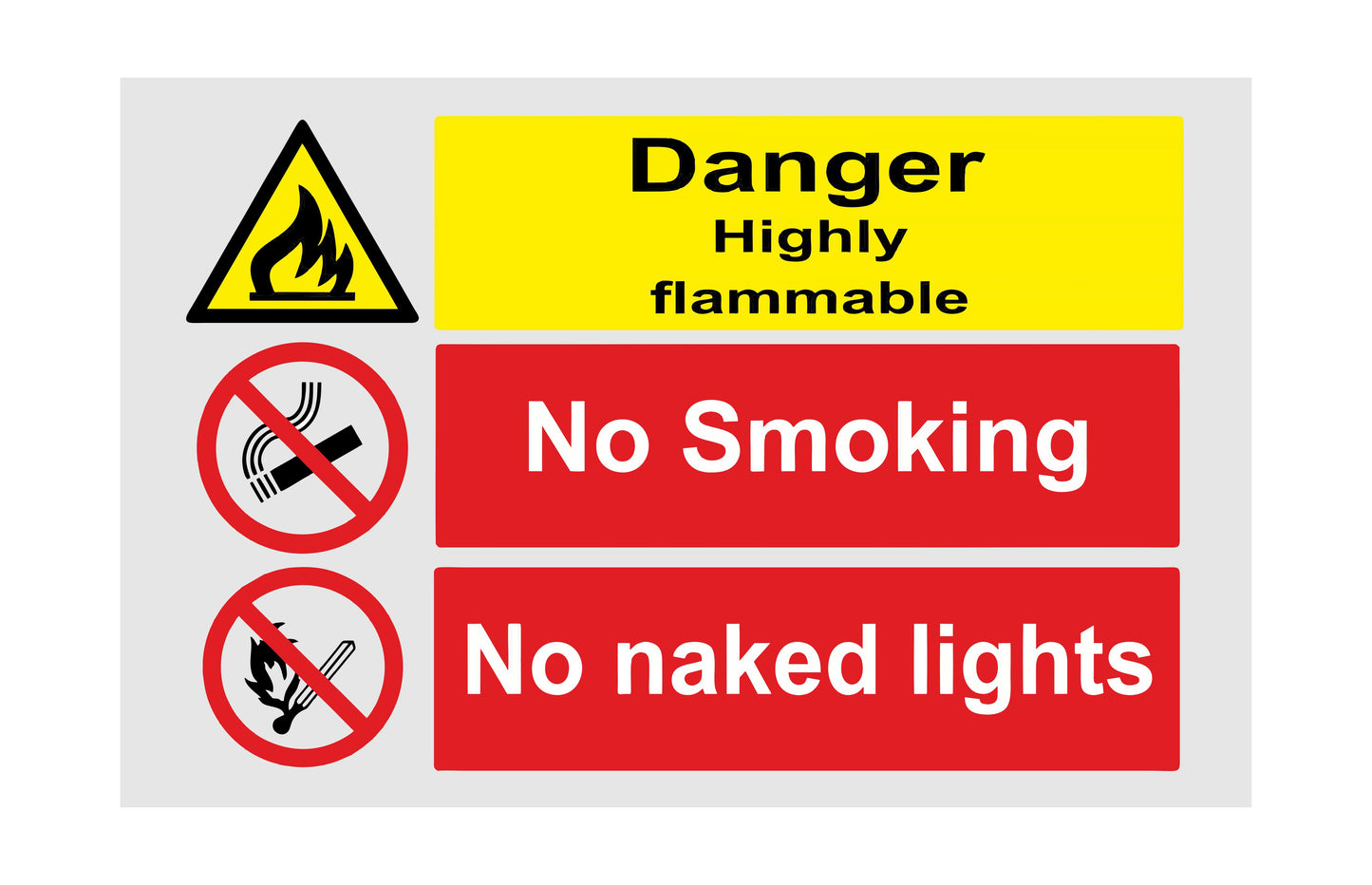 GLOBAL CARTELLO SEGNALETICO - Danger Highly Flammable No Smoking No Naked Light - Adesivo Extra Resistente, Pannello in Forex, Pannello In Alluminio