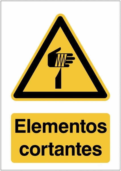 GLOBAL CARTELLO SEGNALETICO - Elementos cortantes - Adesivo Extra Resistente, Pannello in Forex, Pannello In Alluminio
